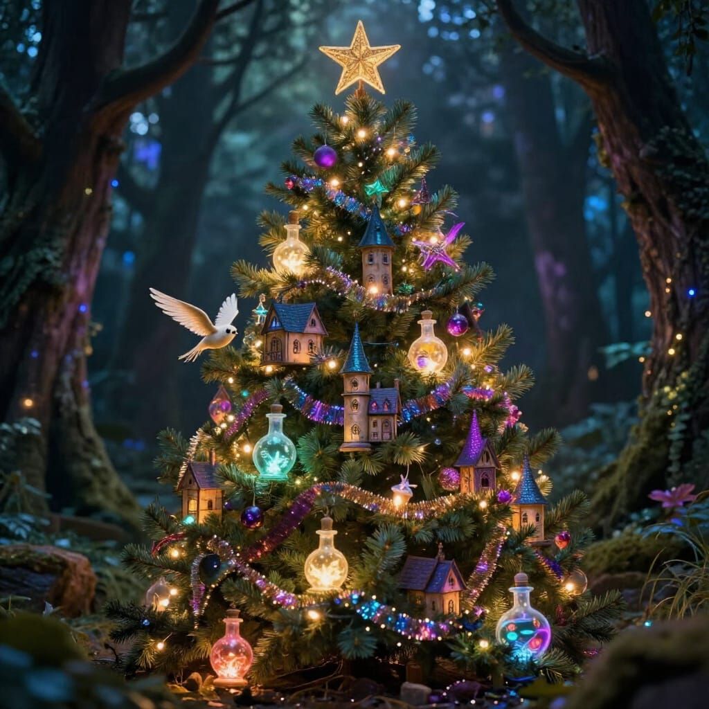 Magical Harry Potter Christmas Tree with Enchanted Forest Gl...