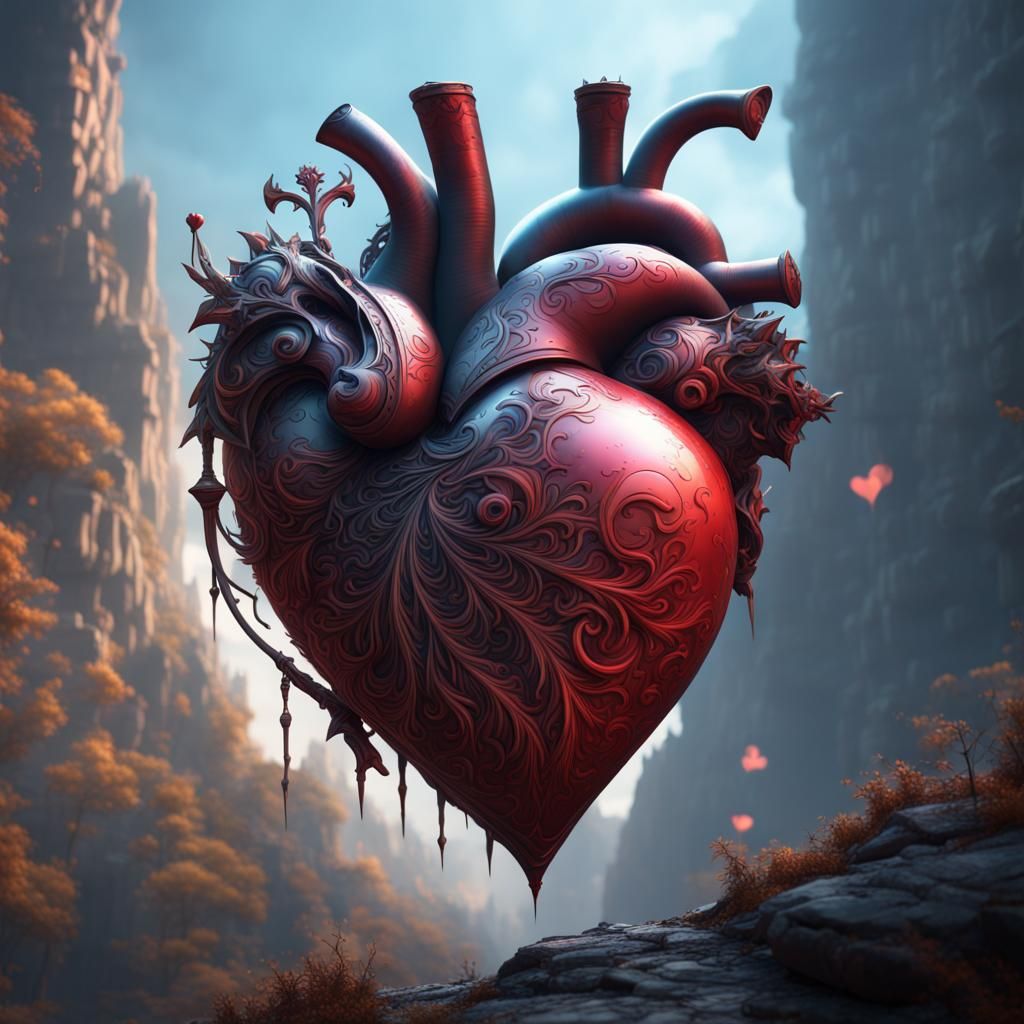 Detailed Heart Painting in Fantastical Style
