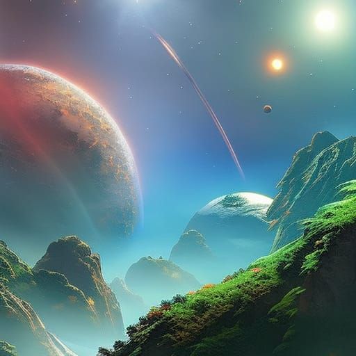 Hyperrealistic Planets in Colorful Splash Art