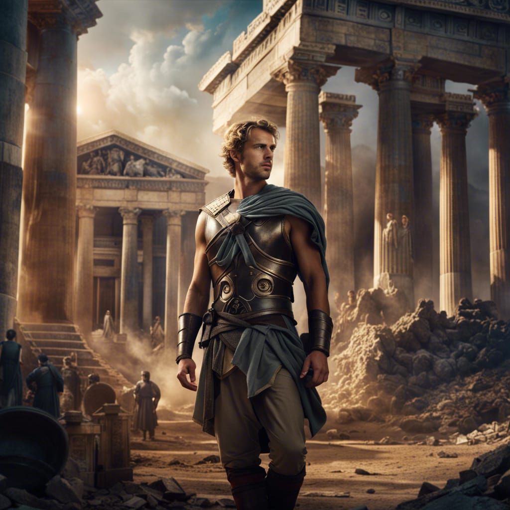 Greek Hero in Olympus, Digital Matte Painting