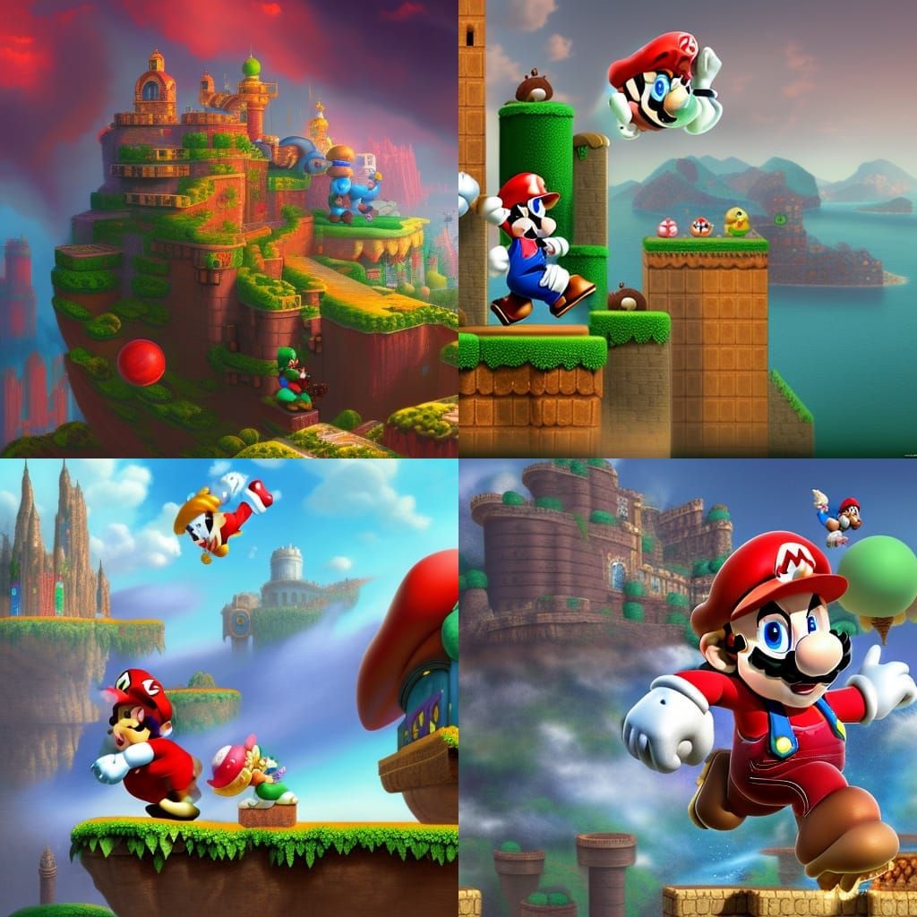 Detailed Super Mario Matte Painting in 8K