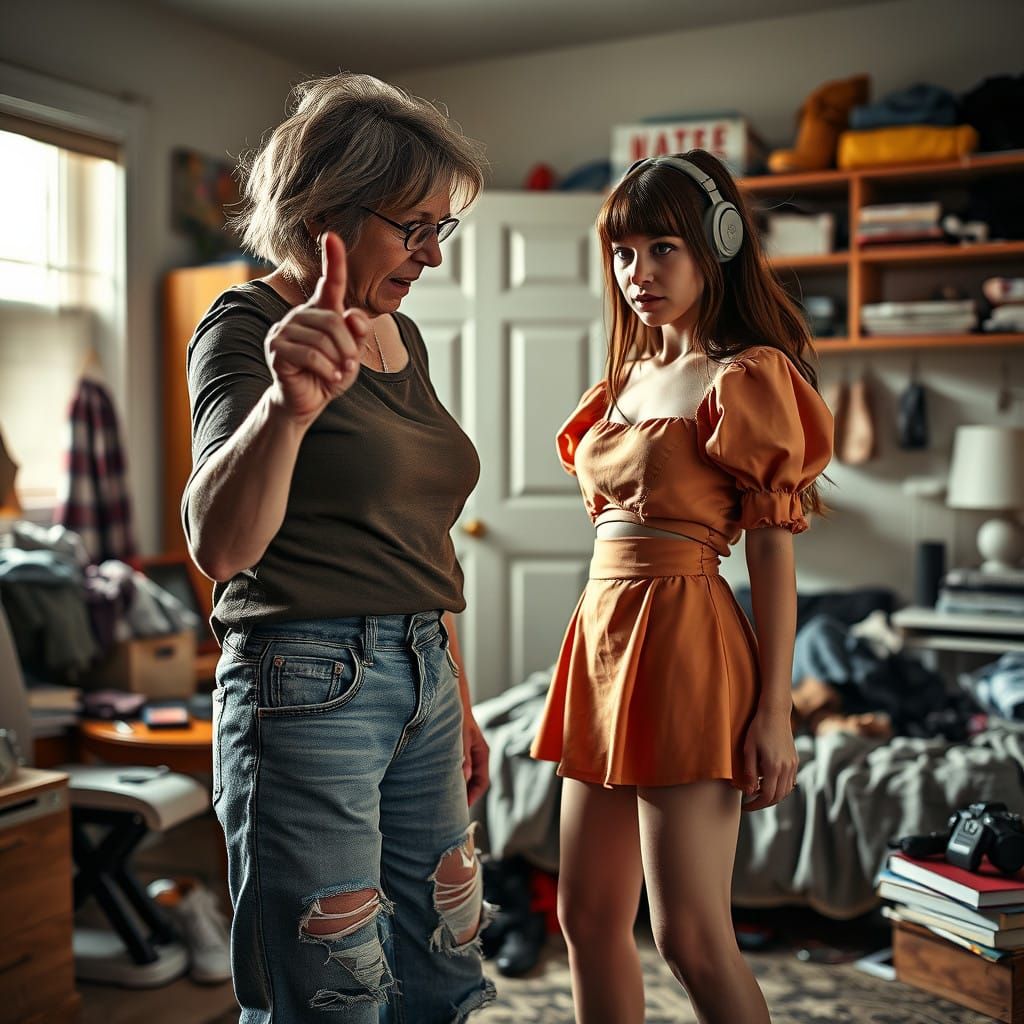 Woman Confronts Youth in Tense, Androgynous Moment