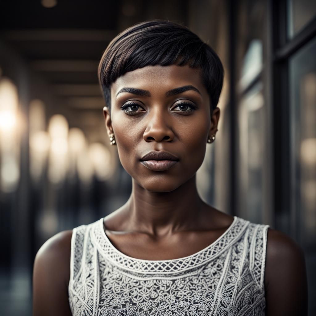 Hyperrealistic Portrait of a Young Black Woman