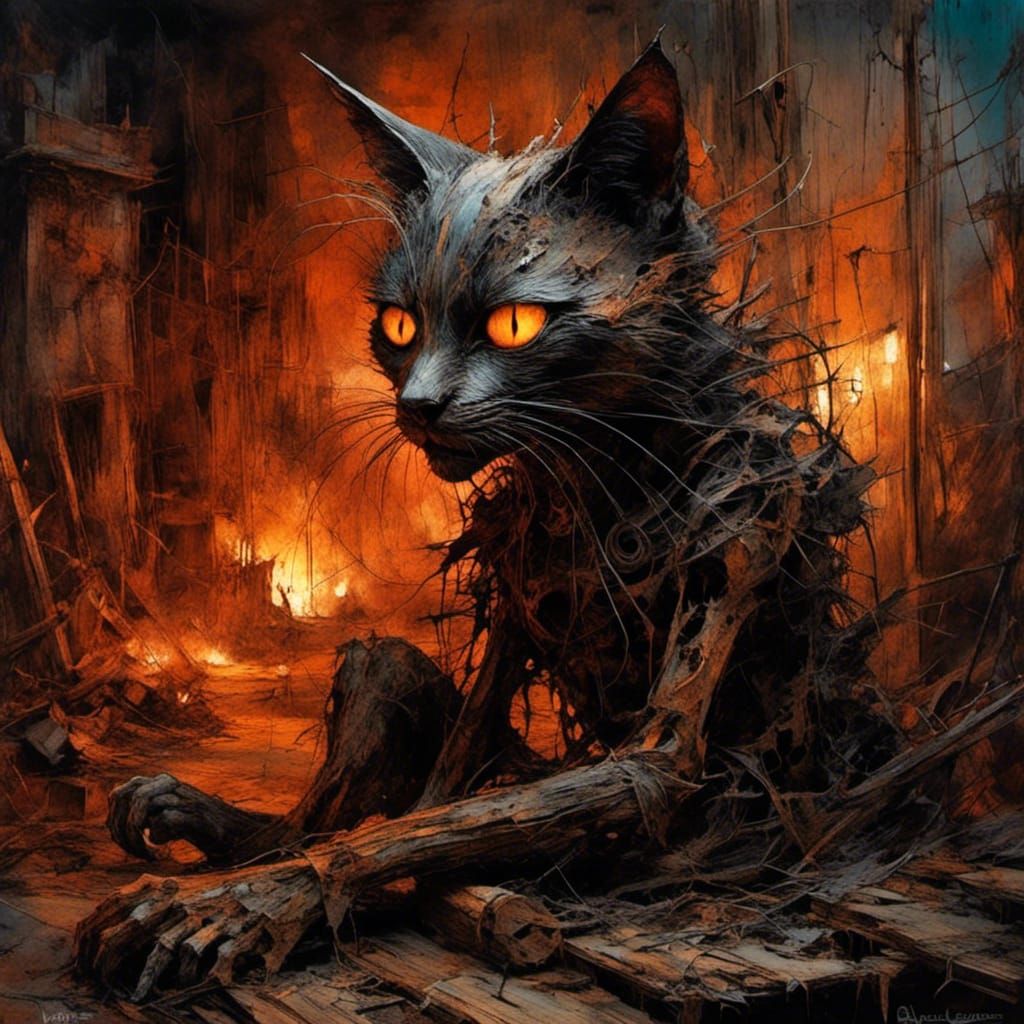 Glowing Alley Cat Terrorizes a Junkyard