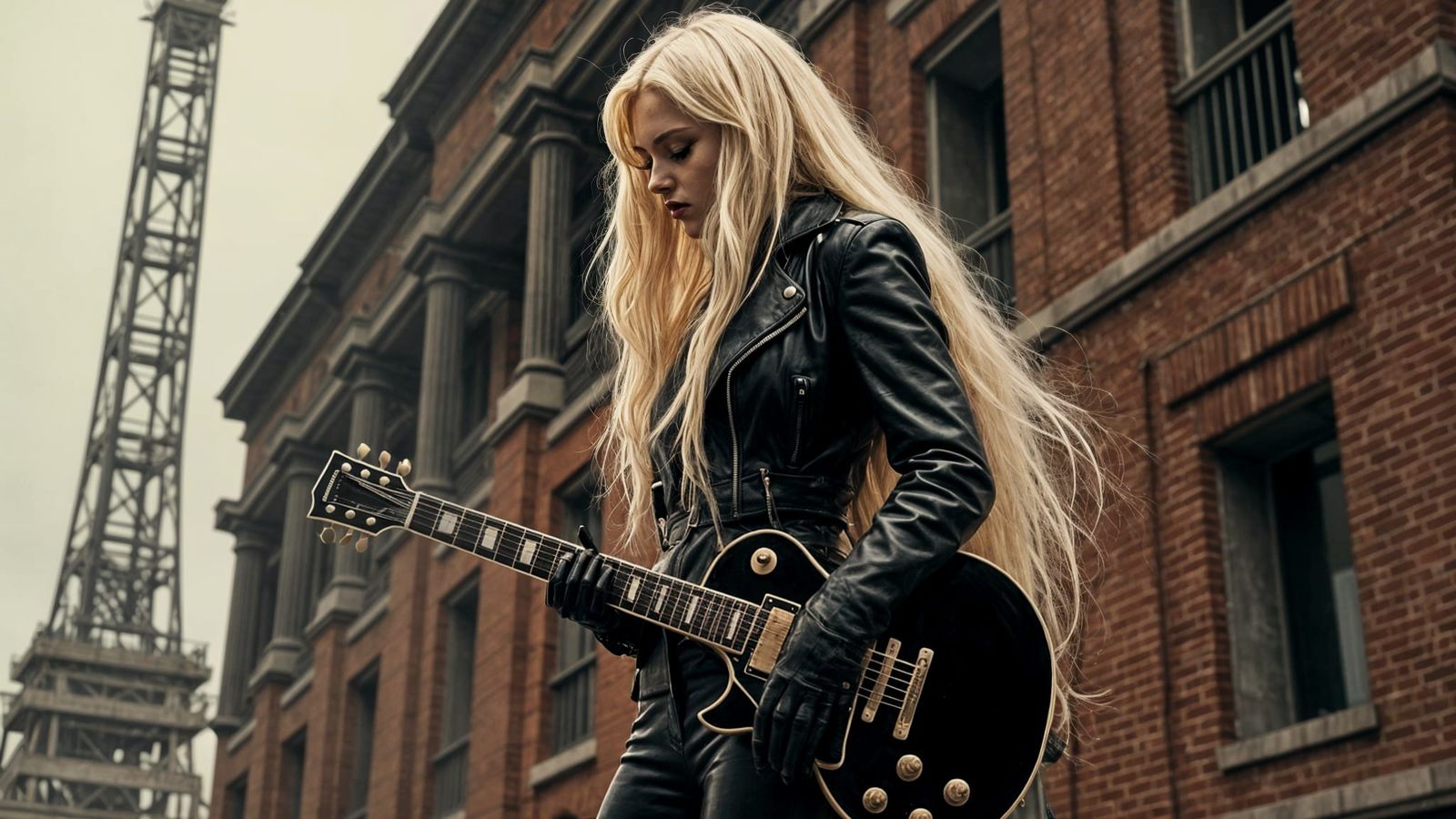 Goth Rockstar Looks Out Over a City Under Construction