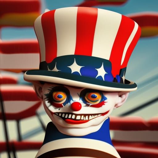 Fantastical American Clown World in Detailed Matte Painting