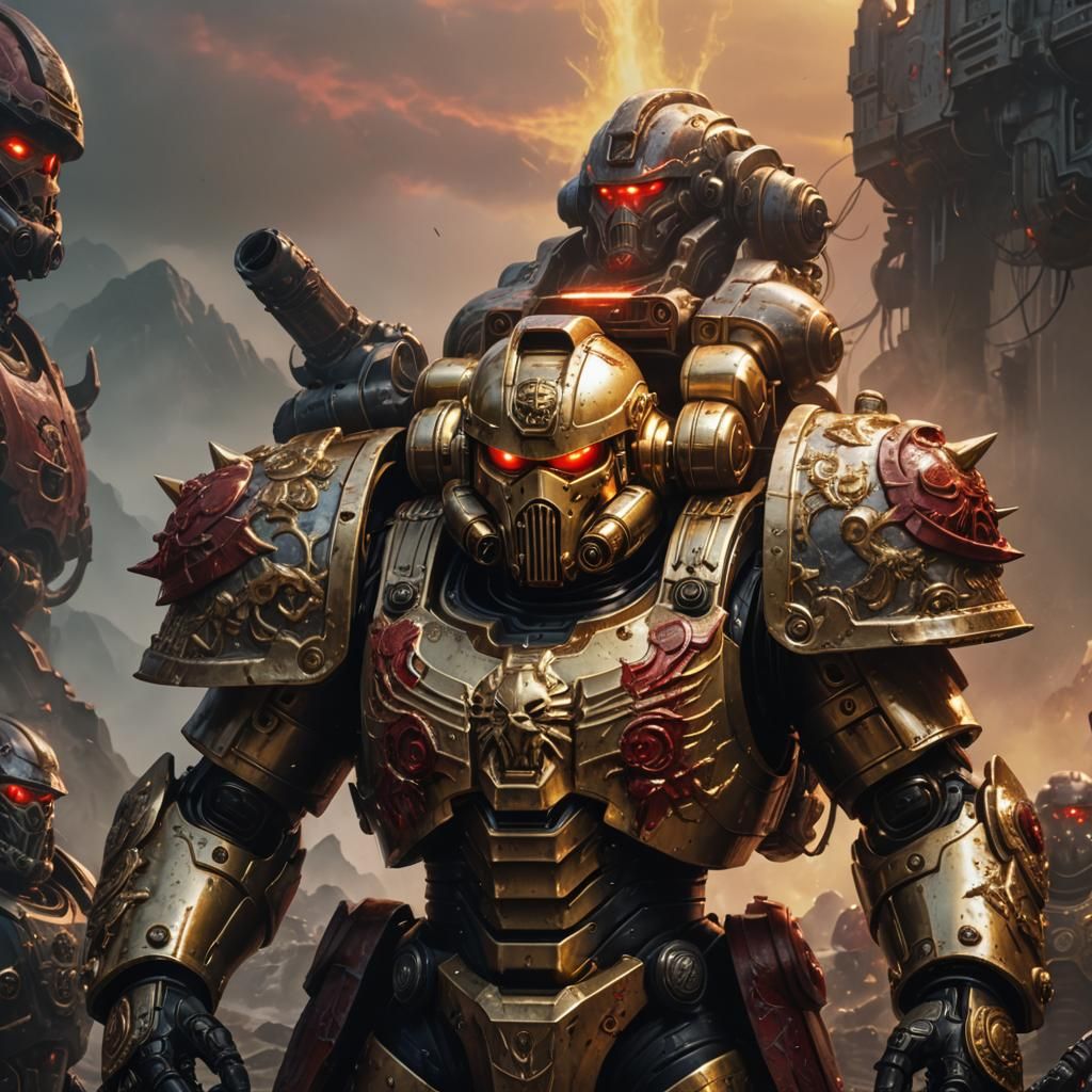 a heavy golden space marine