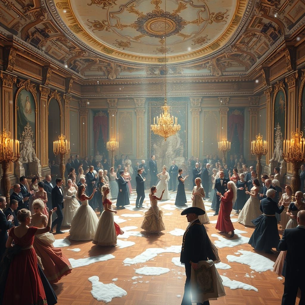 Extravagant Noble Ball with Falling Snow