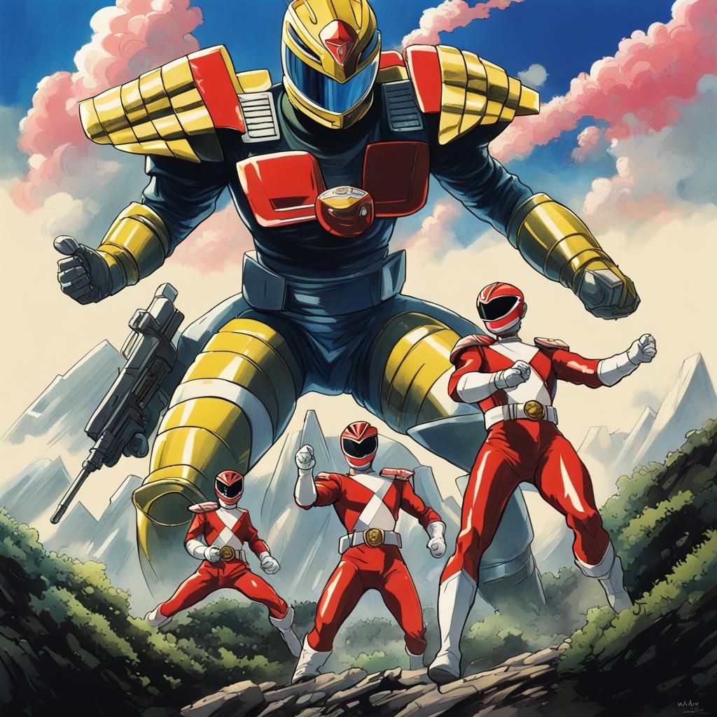Zyuranger Power Ranger WW2 Propaganda Poster in Anime Style