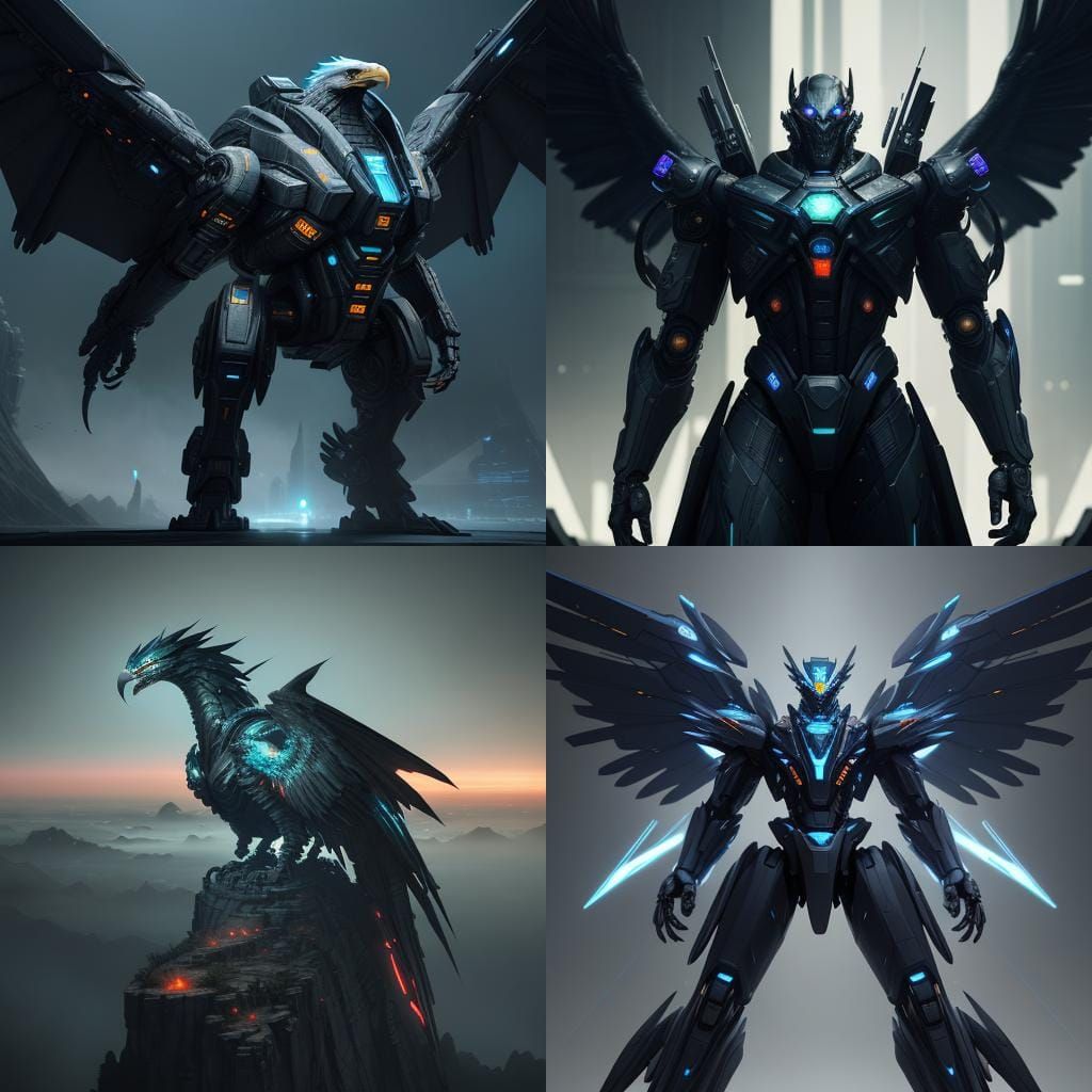 Futuristic Dragon-Eagle Fusion with Sci-Fi Details