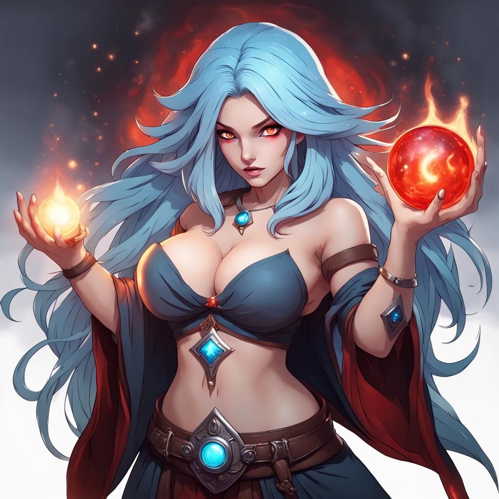 Female Mage Casting Dark Magic Spell