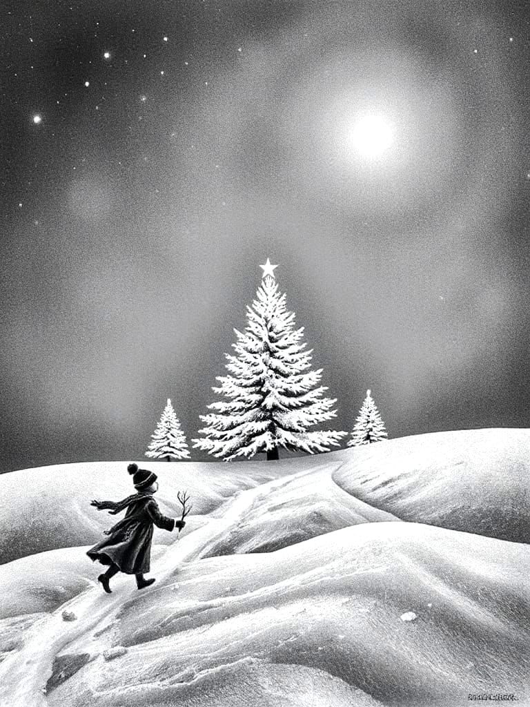 silver gelatin linoprint christmas card