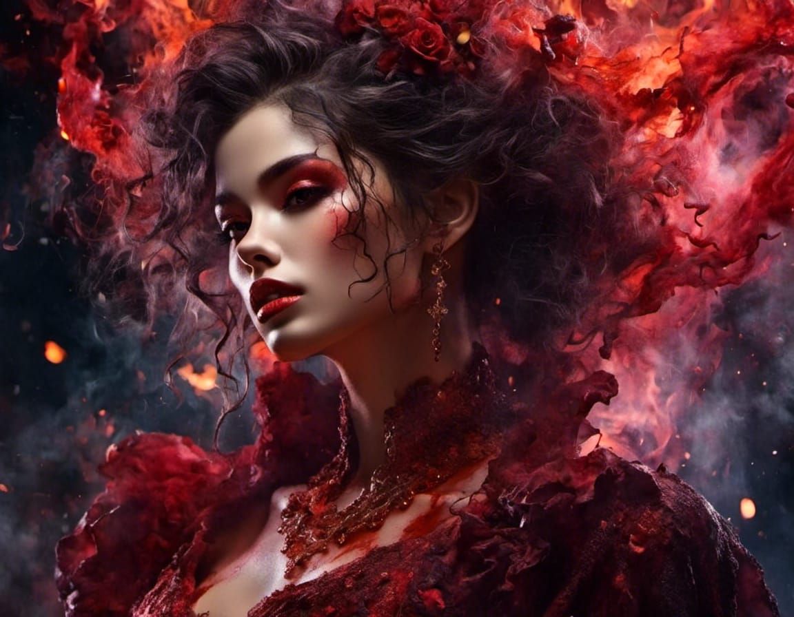 Ethereal Vampire Queen with Starry Night