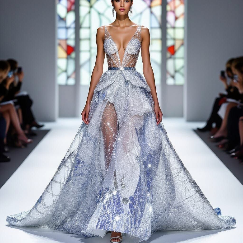 Exquisite Glass Ballgown: Wearable Sculpture