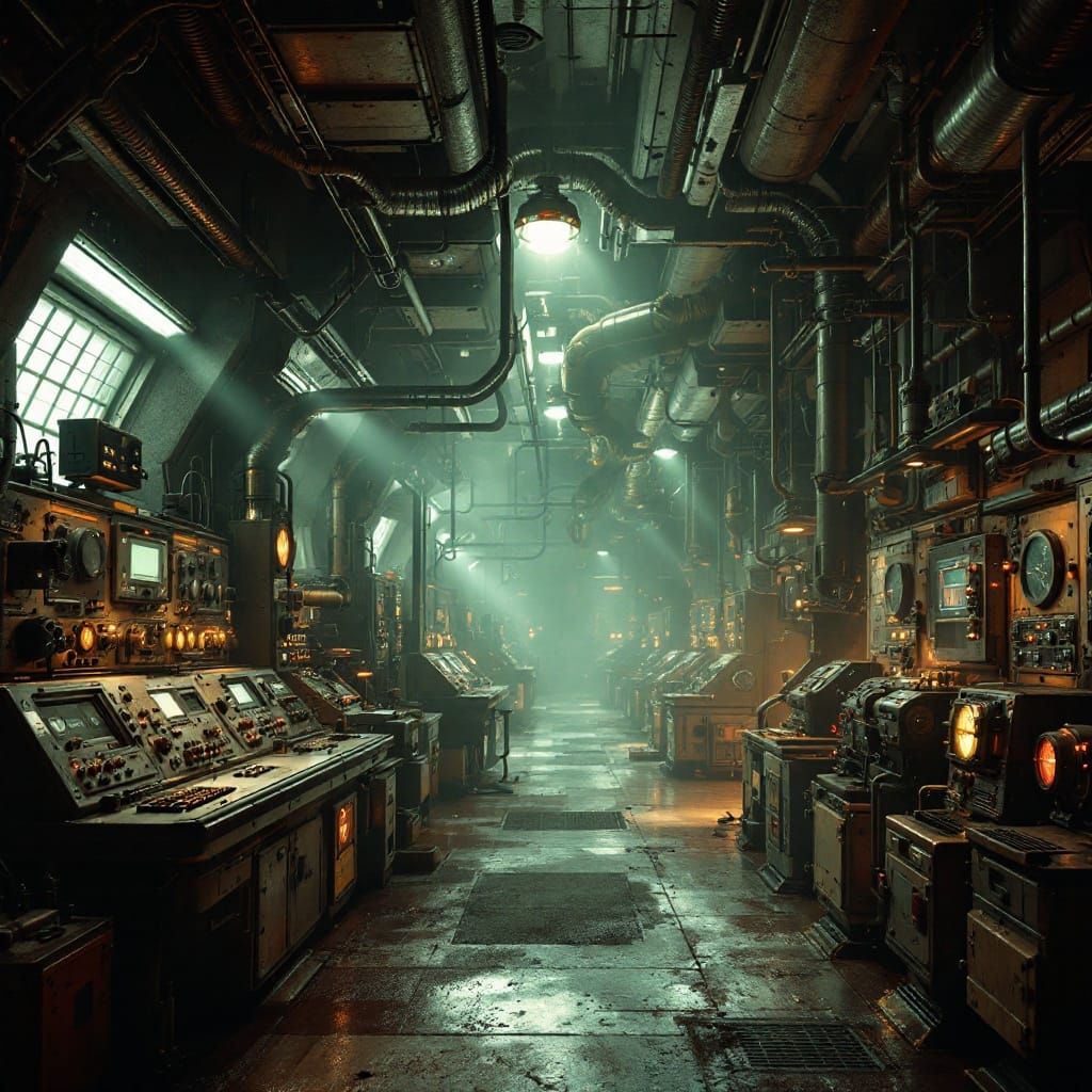 Retro-Futuristic Lab with Neural Interface Machines