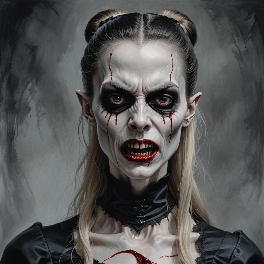Gothic Vampire Portrait in Hyper-Realistic Style