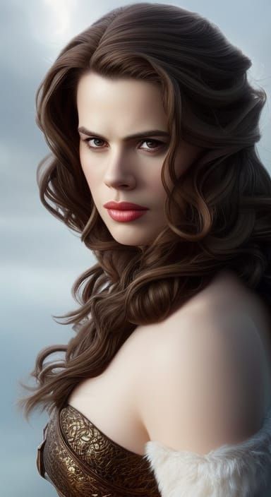 Hayley Atwell in Intricate Iron Armor, Digital Art