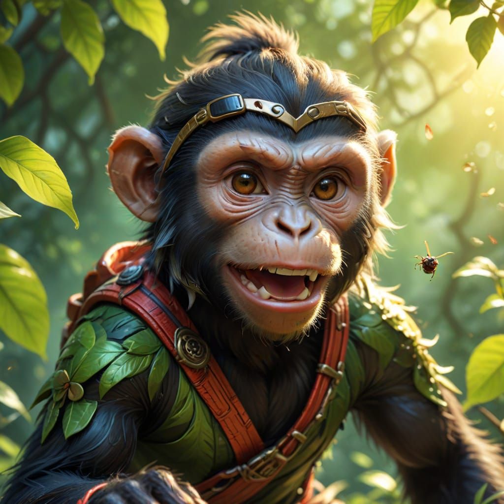 Monkey Ninja Concept Art in Cartoon Style