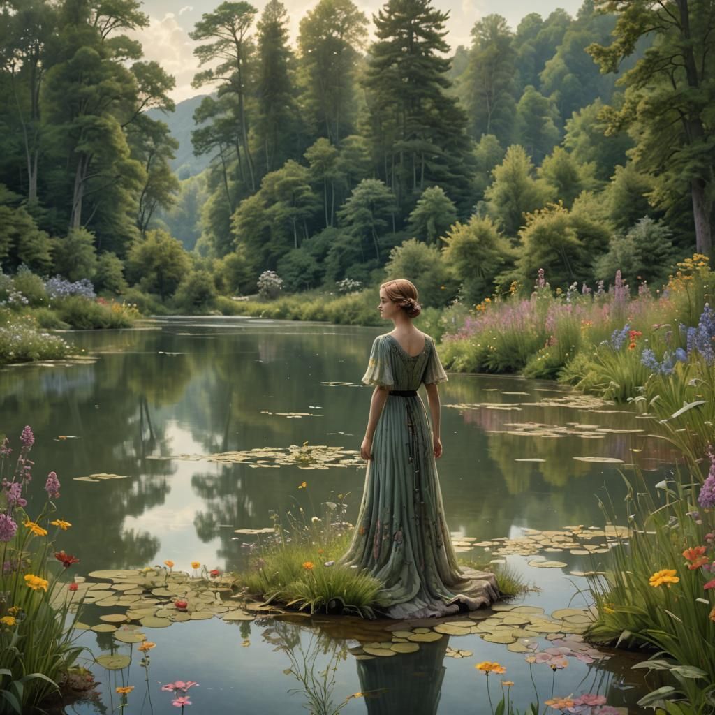 Woman in Shanandoah Valley: Dreamy Matte Painting