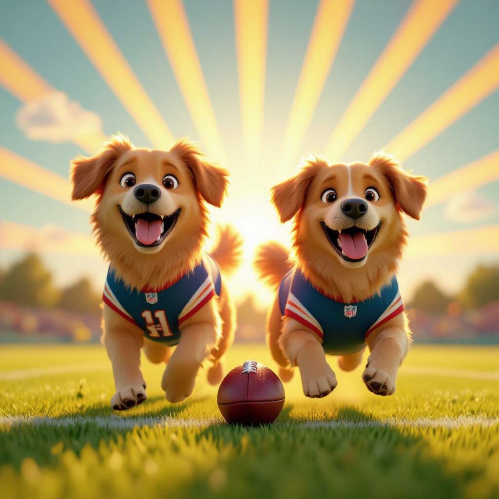 Dogs in Jerseys Chase Patrick Mahomes on Field