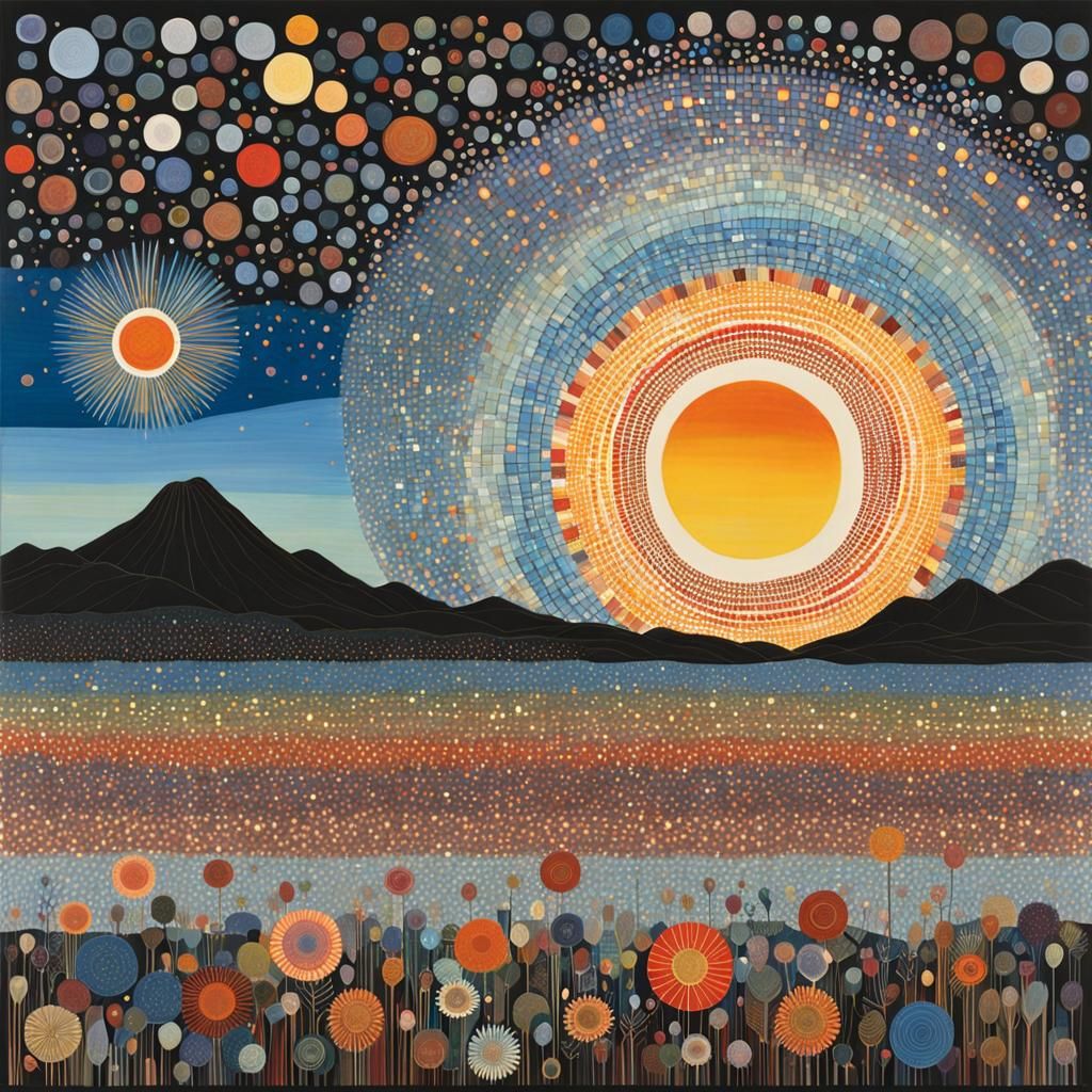 Abstract Sunrise in Mid-Century Modern Style