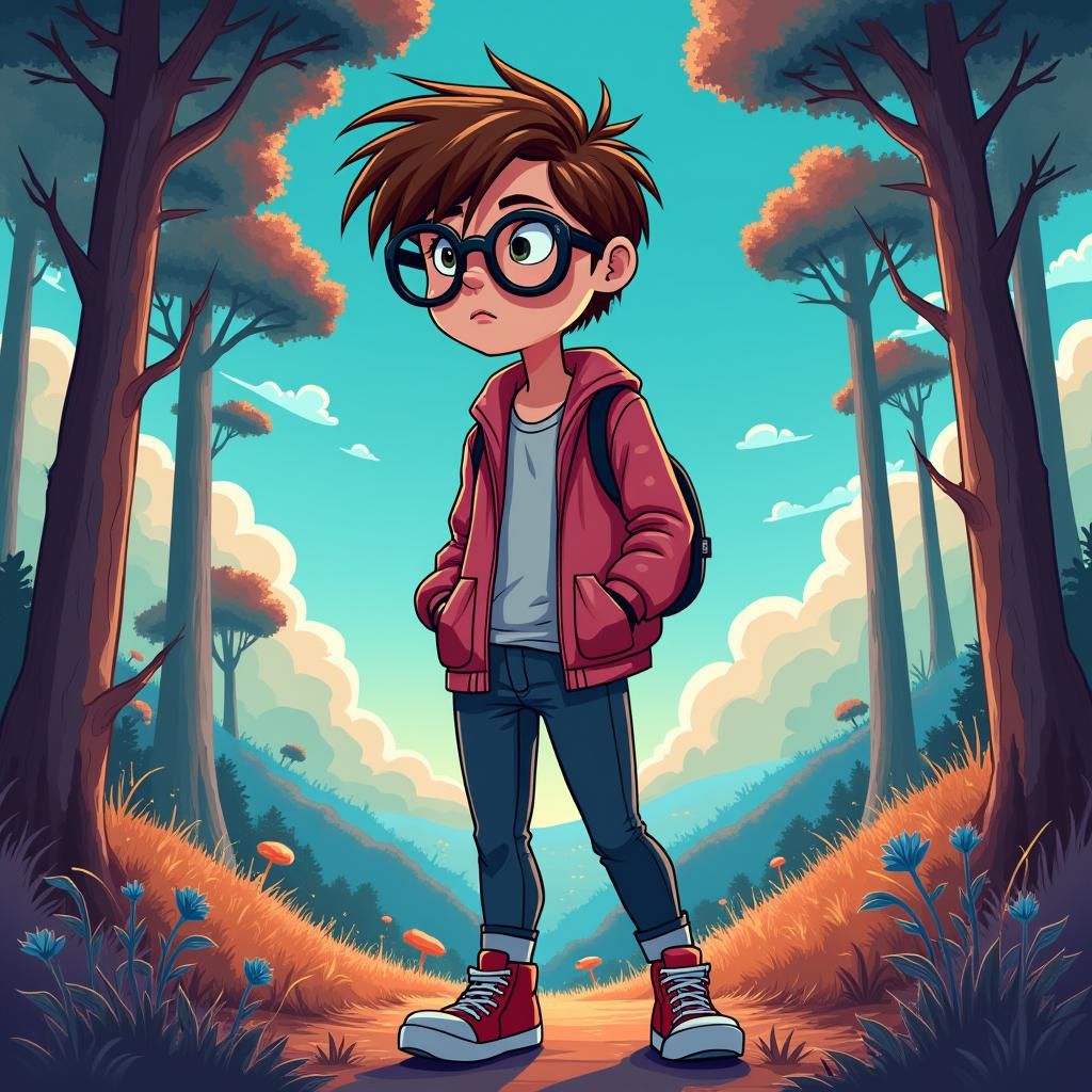 Woman in Regular Show Style Dreamscape