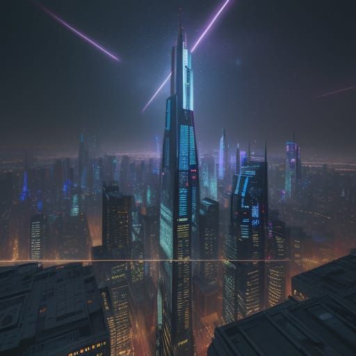 Futuristic Cityscape at Twilight: a Matte Painting