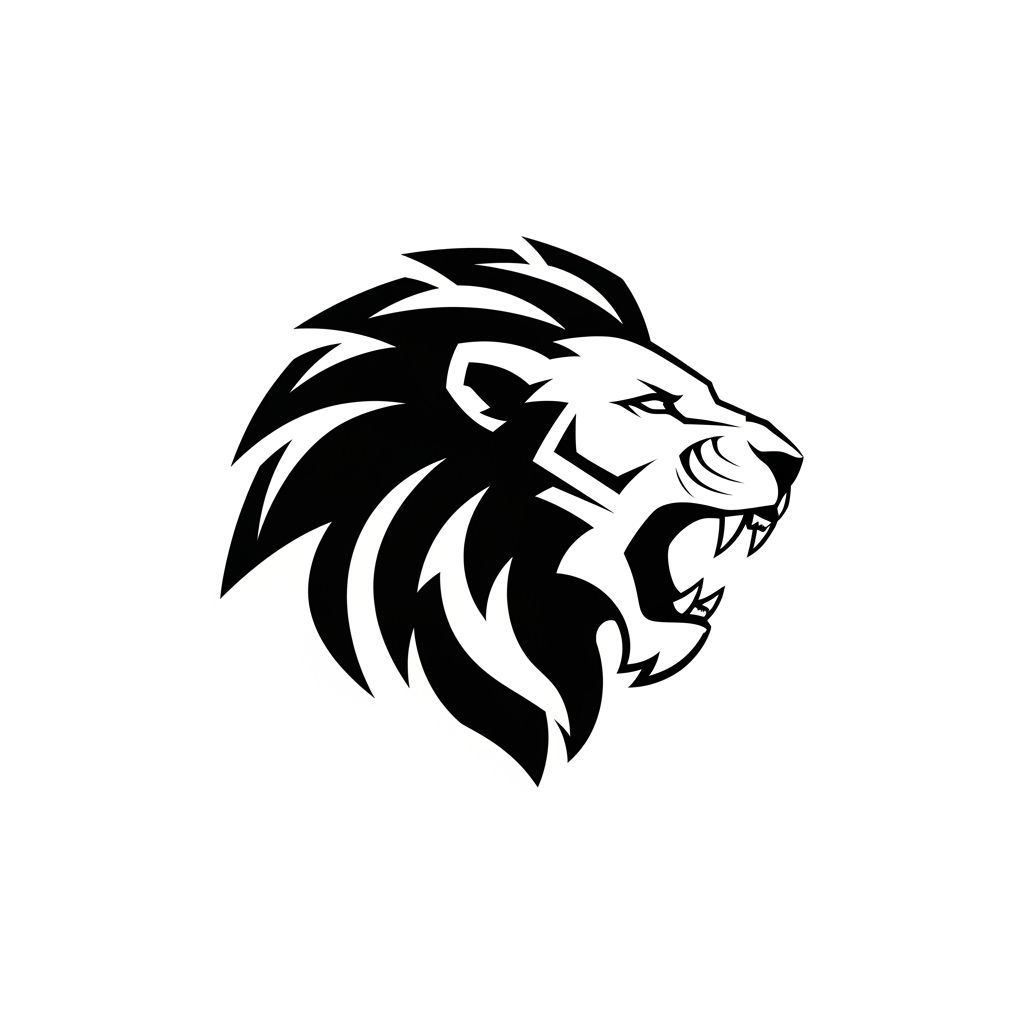 Minimalist Lion Head Logo in Geometric Style