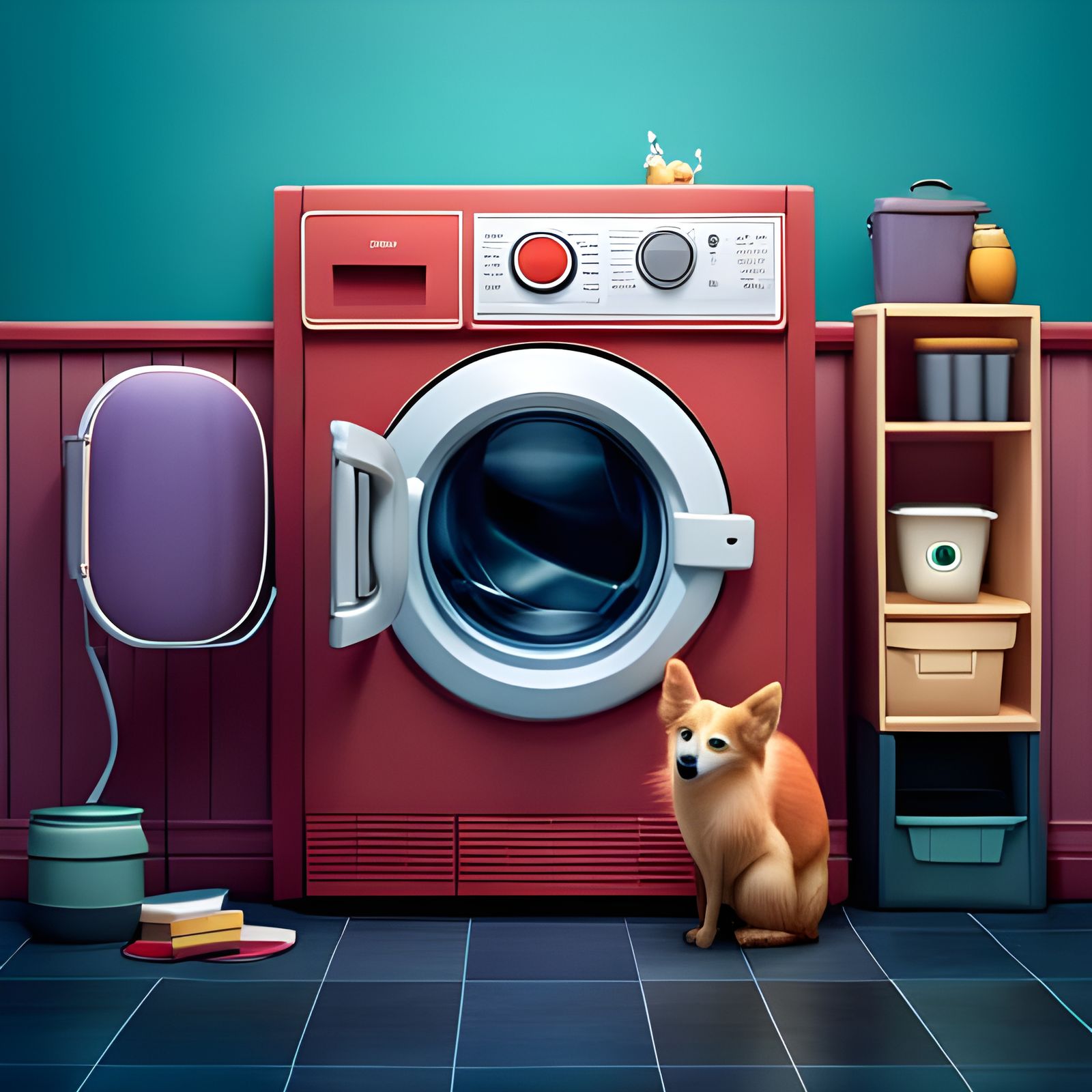 Cosy Washing Machine Character, Pixar Style 3D Art