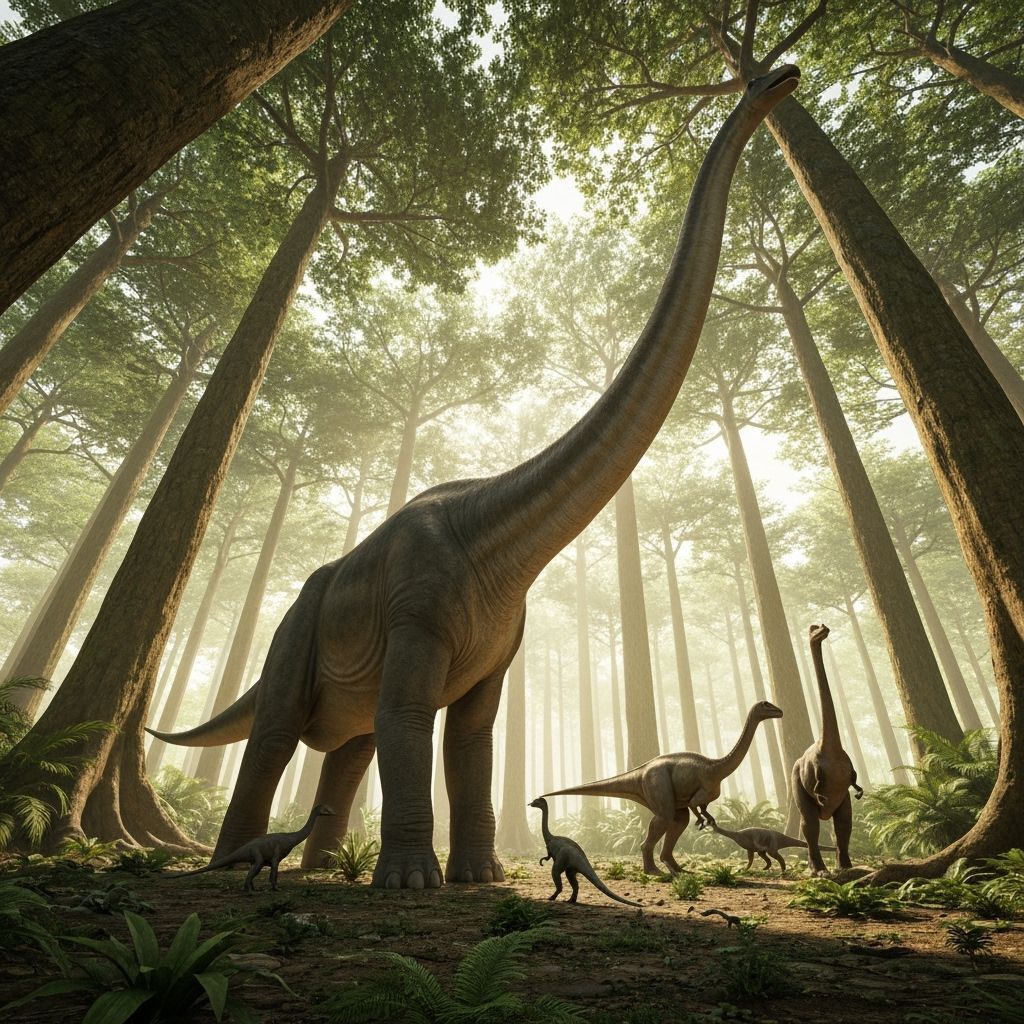 Brachiosaurus in Prehistoric Jungle with Golden Light