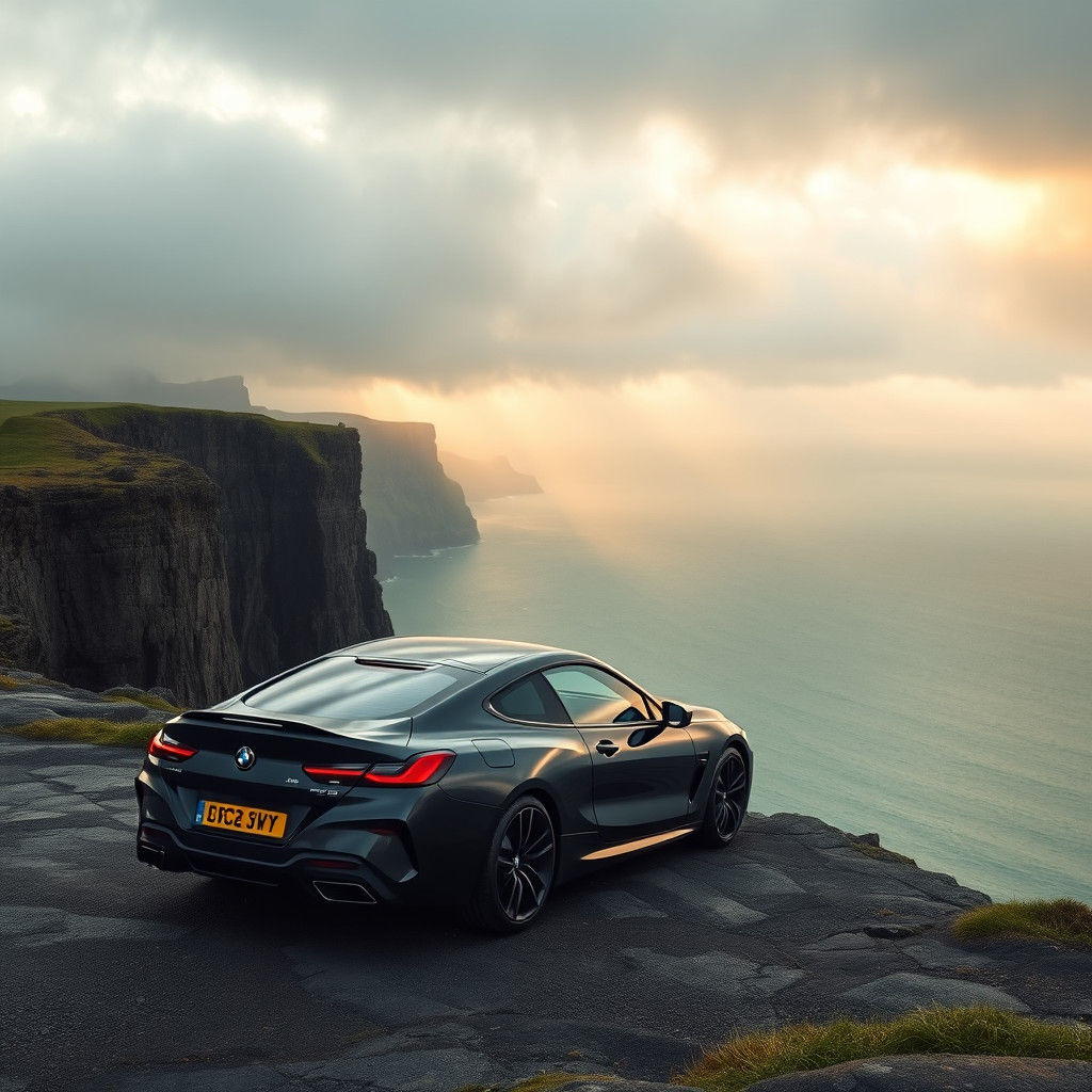 BMW 8 Series on Irish Coast in Dramatic Lighting
