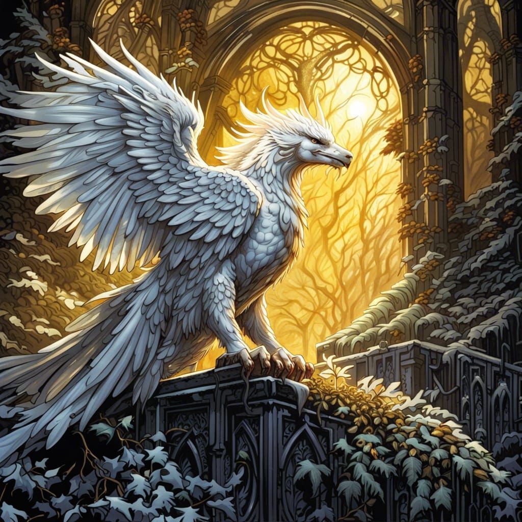 Majestic Griffin in Gothic Fantasy Sunlight
