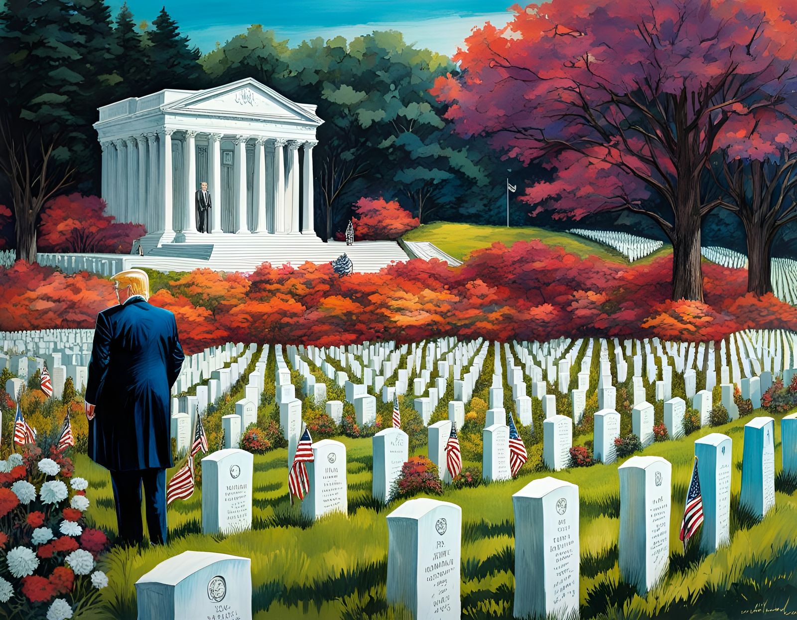 Donald Trump Visits Arlington Cemetery in Ink