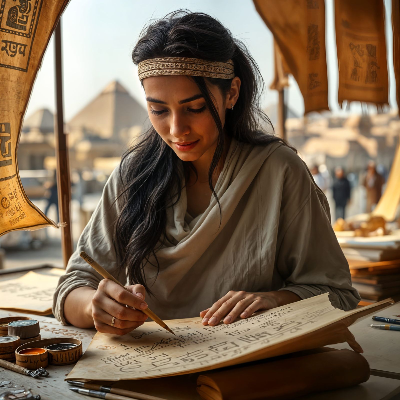 Egyptian Artist in Cairo Creates Papyrus Masterpiece