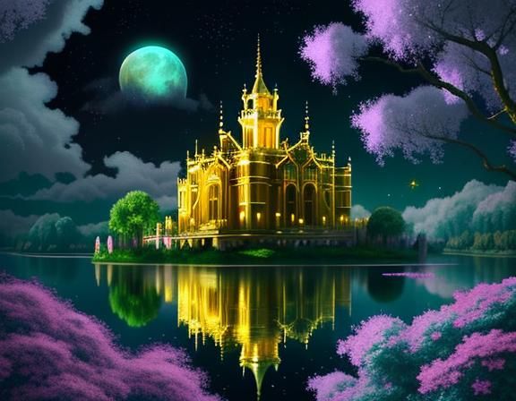 Celestial Palace Dreamscape in Chromatic Aberration Style