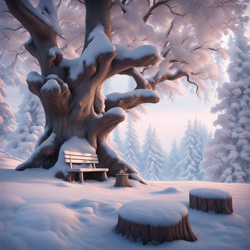 Snow Scene: Figure in Pastel Photography Installation