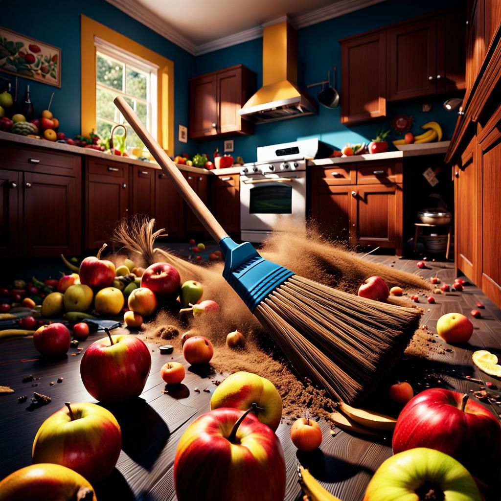 Surreal Domestic Chaos: The Cursed Broom Cleans