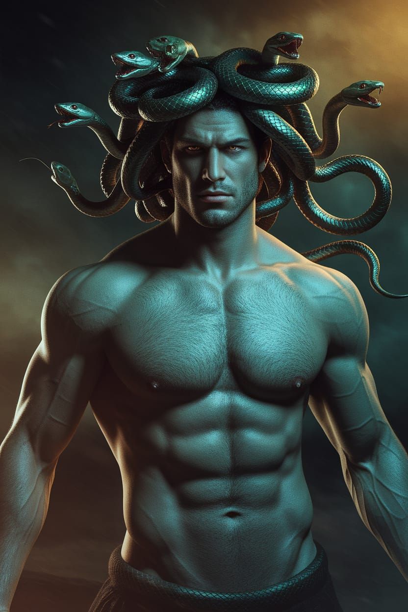 Sensual Greek Warrior Ensnared by Serpents