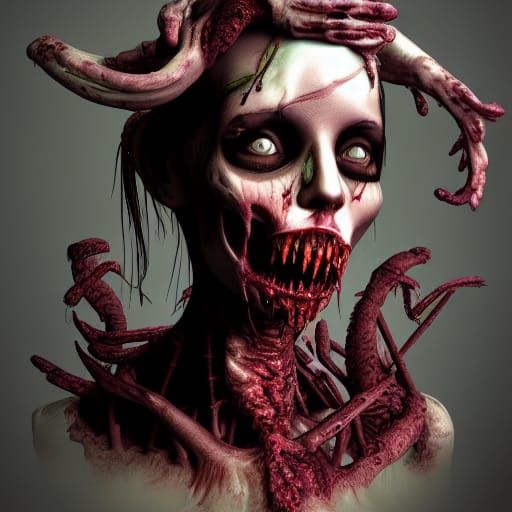 Dead Body Horror in Vaporwave Zombiecore Style