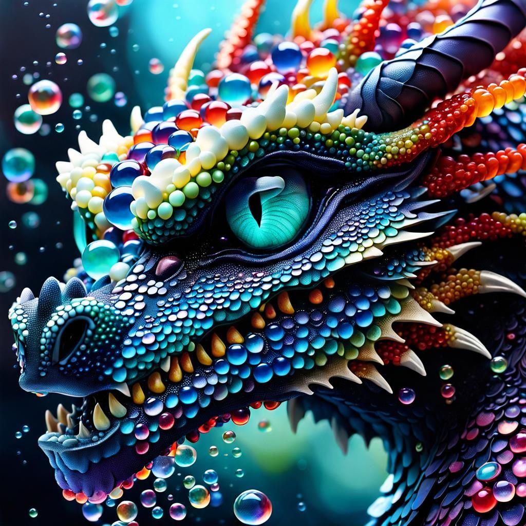 Jelly Bubble Dragon in Mixed Media Style