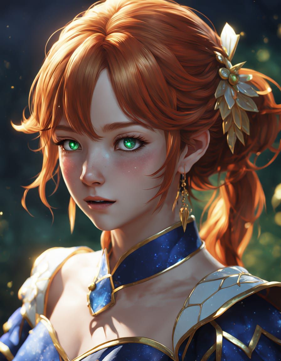 Crying Woman in Anime Style with Flowing Tears