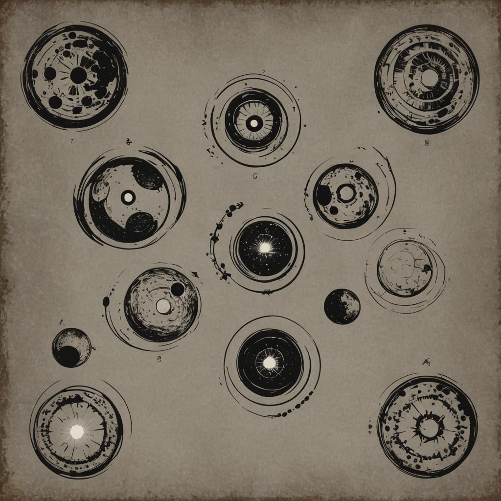 Seven Magical Orbs Representing Opposing Concepts
