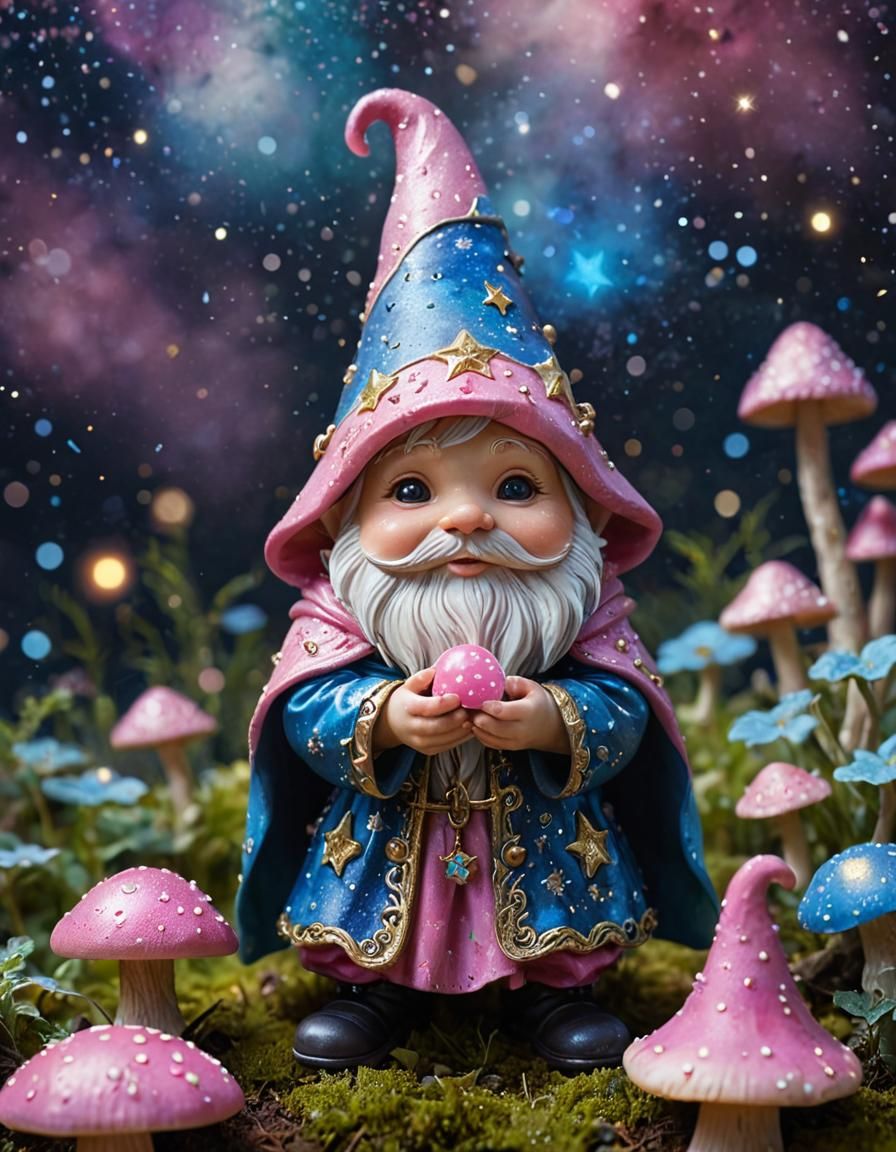 Gnome Magician in Cosmic Fantasy Style