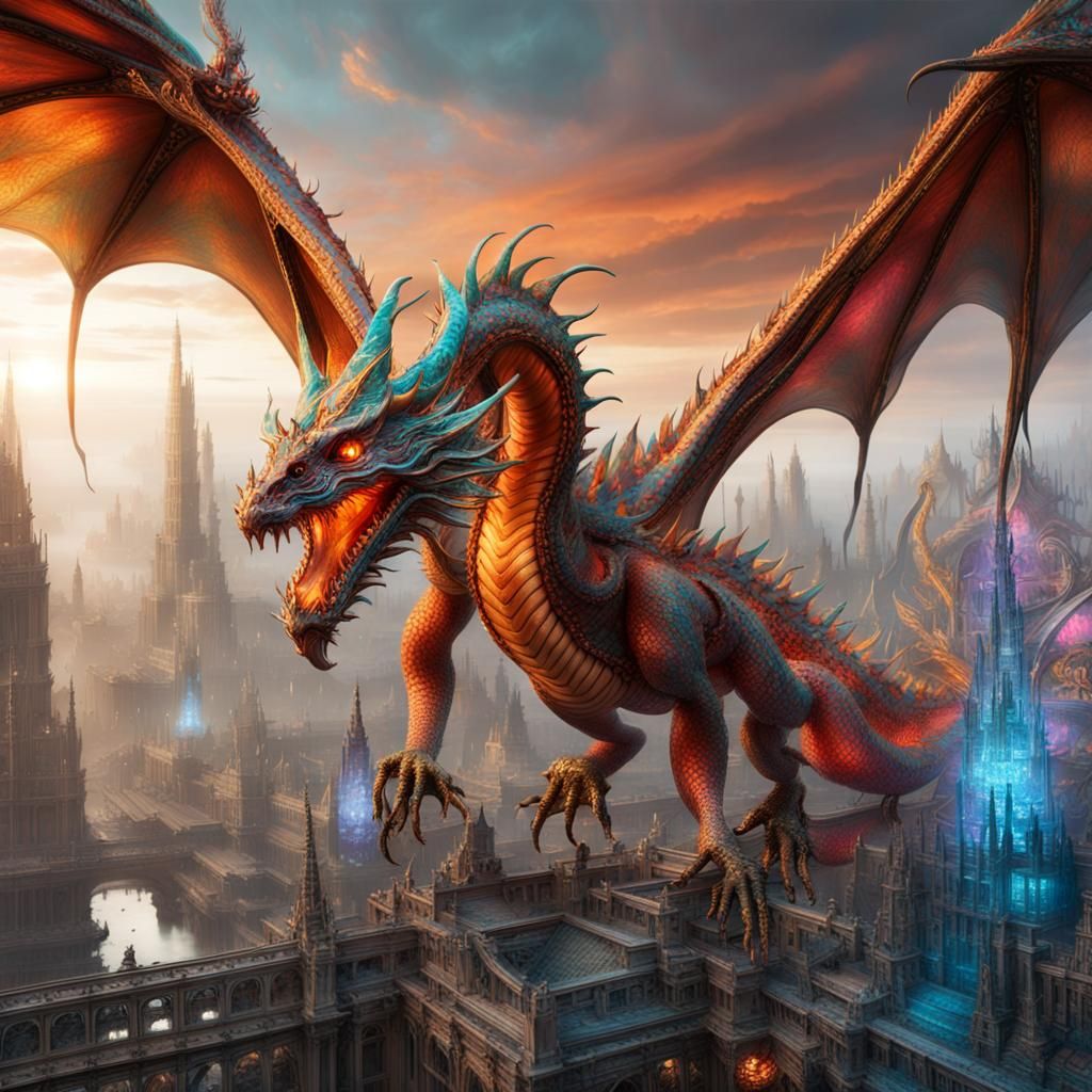 Dragon in a city