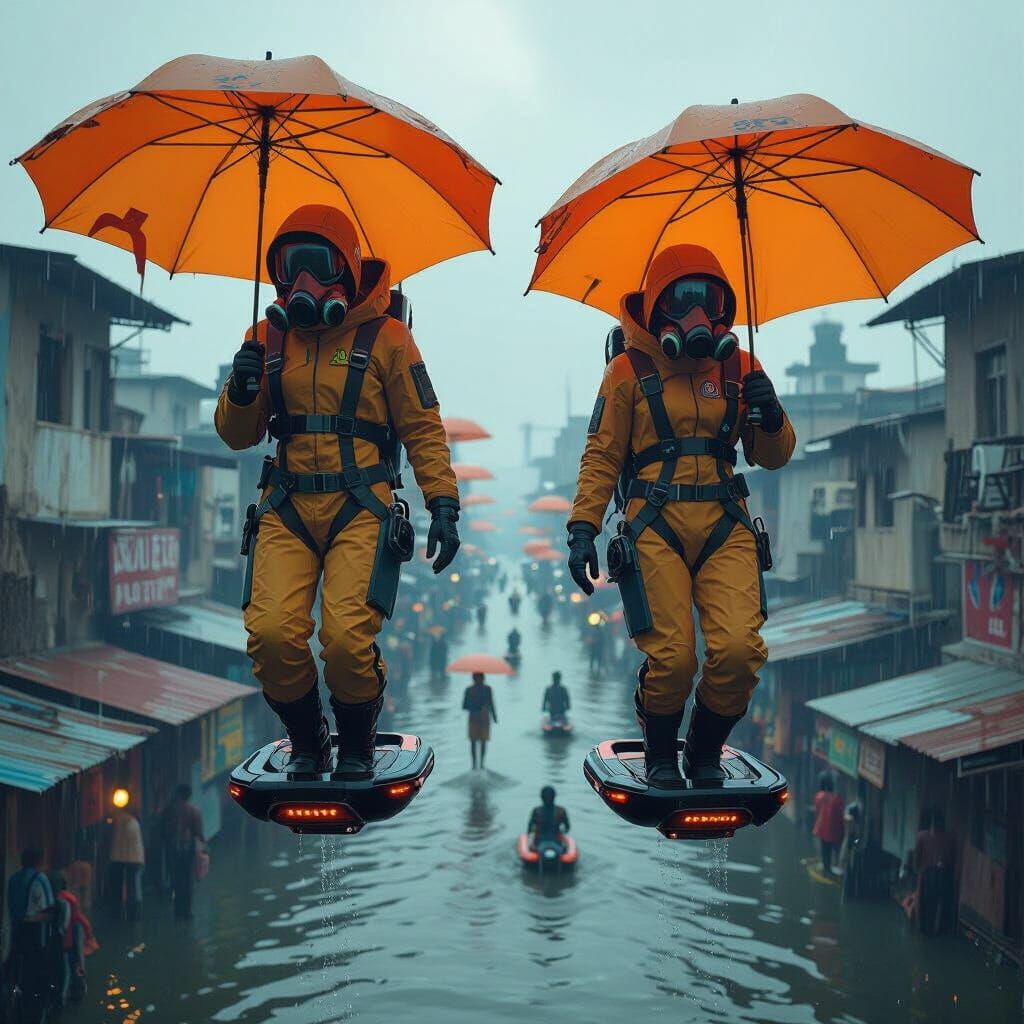 Afrofuturist Lagos: People Soar Above Flooded City