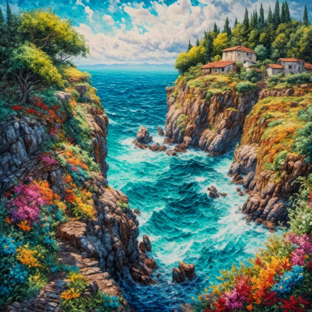 Ocean in Expressionist Impasto Painting Style