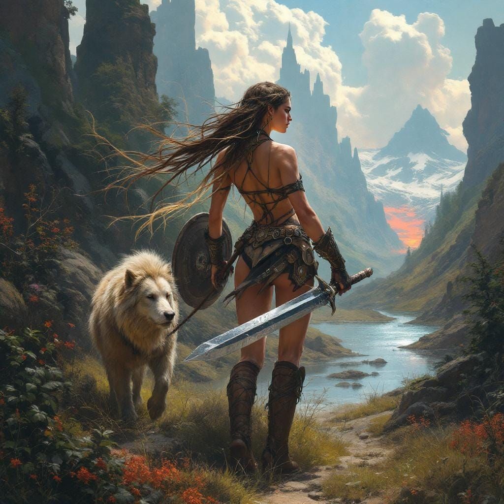 Viking Female Warrior in Hyperreal Digital Painting