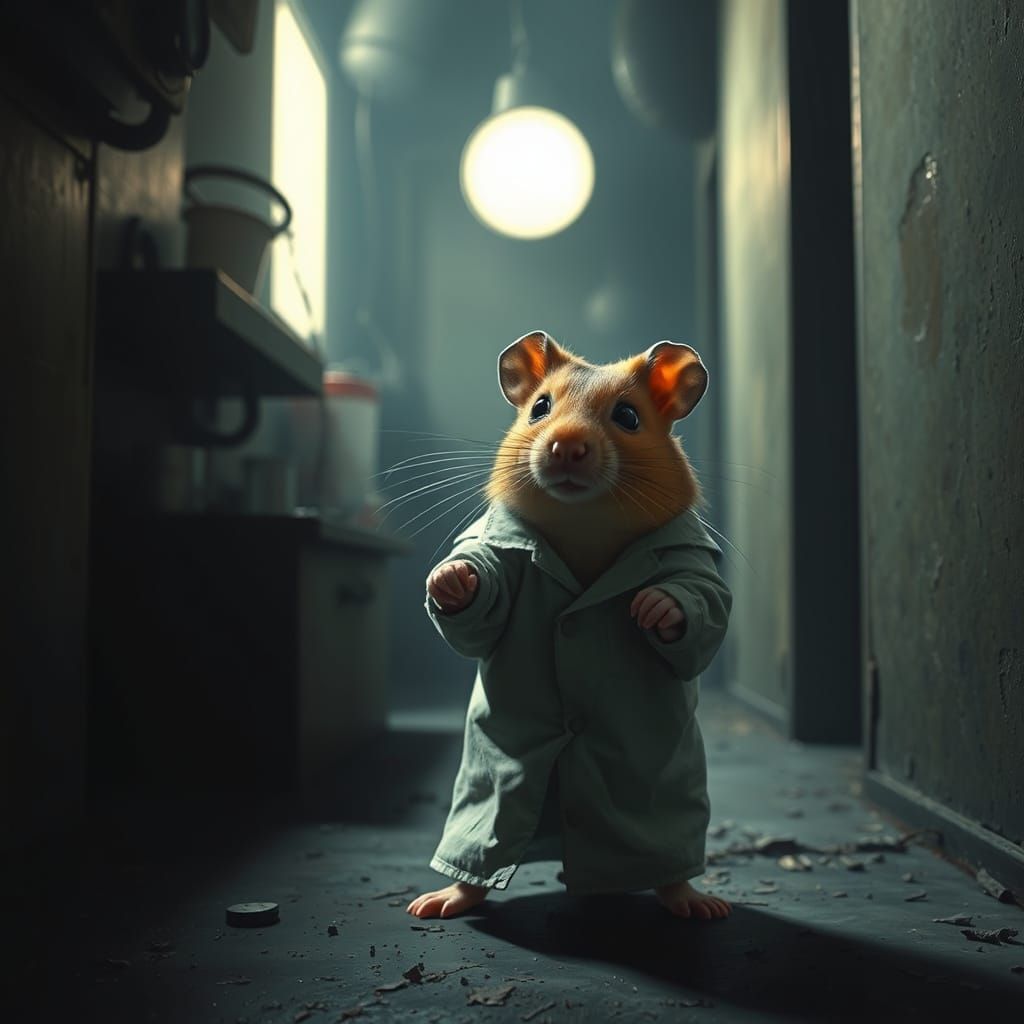Hamster in Eerie Lab, Horror Manga Style