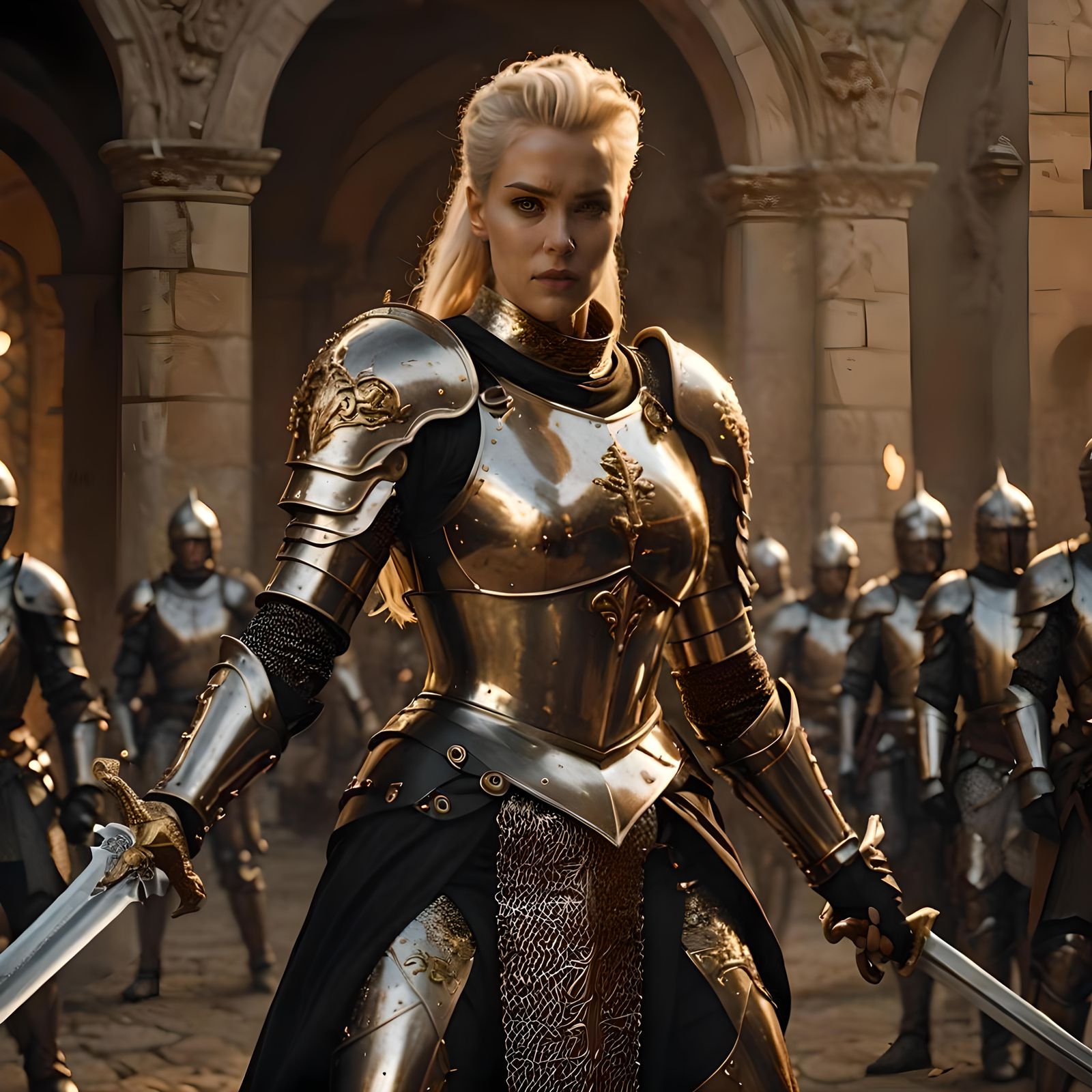 Lady Commander leading her troops taking an enemy palace...