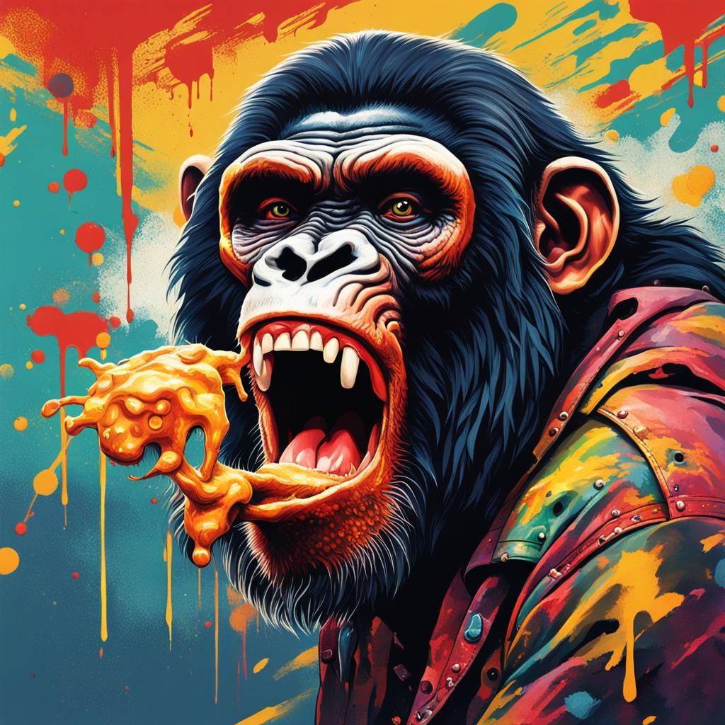 Hyperrealistic Ape in Texas: Splash Art Concept